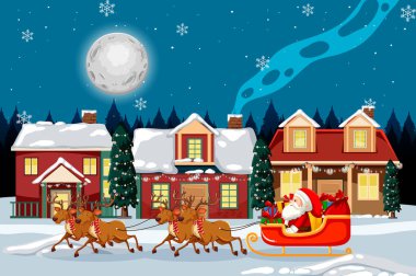 Mutlu çocuk resimli Noel sahnesi