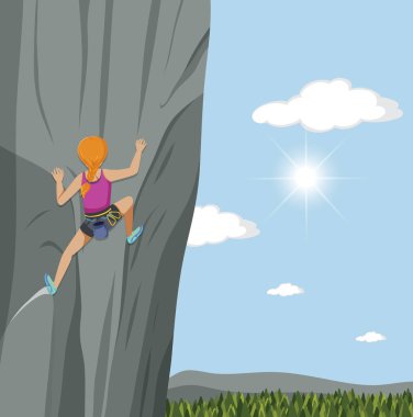 İnsanlar dışarıda kaya tırmanışı yapıyor. Manzara çok güzel.