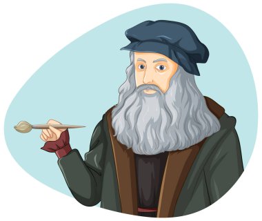 Leonardo da Vinci çizgi film karakteri çizimi