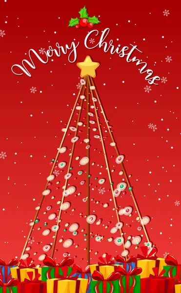Frohe Weihnachten Banner Mit Licht Weihnachtsbaum Illustration — Stockvektor