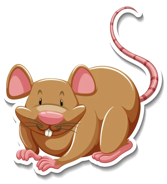 茶色のマウスの漫画のキャラクターステッカーイラスト — ストックベクタ