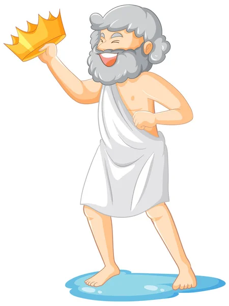 Archimedes Cartoon Figur Auf Weißem Hintergrund — Stockvektor