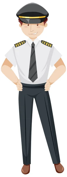 Pilote Uniforme Illustration Personnage Dessin Animé — Image vectorielle