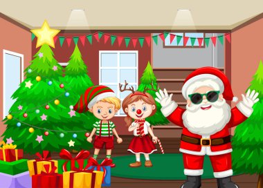 Noel 'i Noel Baba' yla kutlayan çocuklar