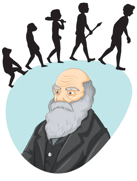 Charles Darwin Con Ilustración Ciencia Evolución — Archivo Imágenes Vectoriales