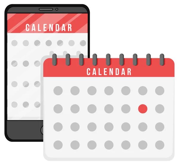 Ημερολόγιο Και Εικονίδιο Tablet Λευκό Φόντο Εικονογράφηση — Διανυσματικό Αρχείο