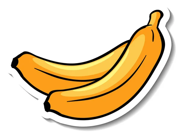 Bananen Cartoon Sticker Witte Achtergrond Illustratie — Stockvector