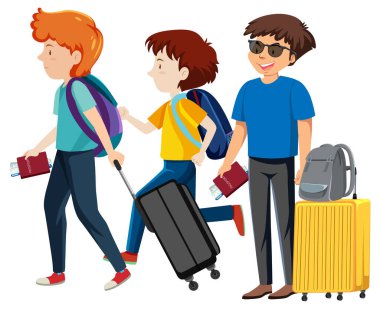 Bir grup turist gezmeye hazır.