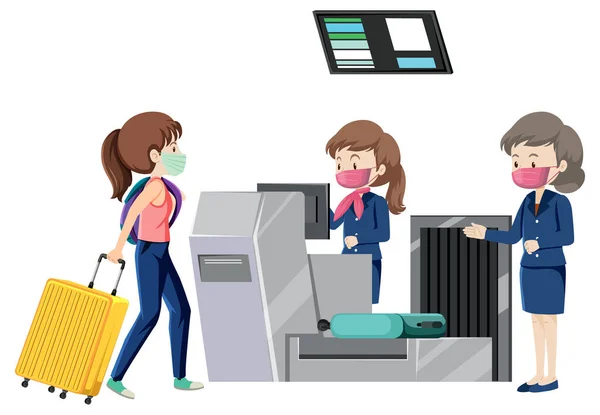 Passenger Check Counter Service Staffs Illustration — Stock Vector