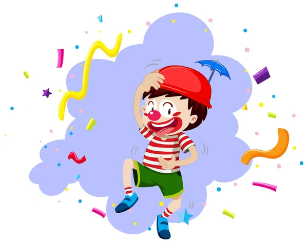 Happy Boy Clown Nose Funny Hat Illustration — Stock Vector