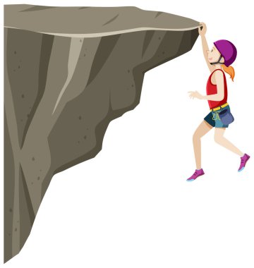 Beyaz arkaplanda kaya tırmanışı yapan insanlar