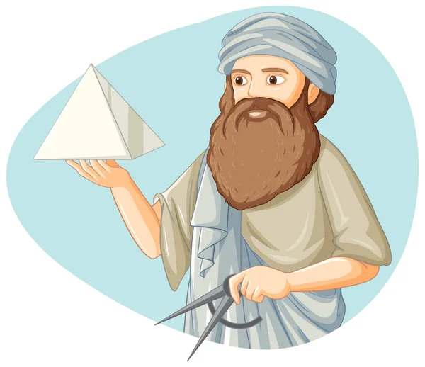 Pythagoras Cartoon Figur Auf Weißem Hintergrund — Stockvektor