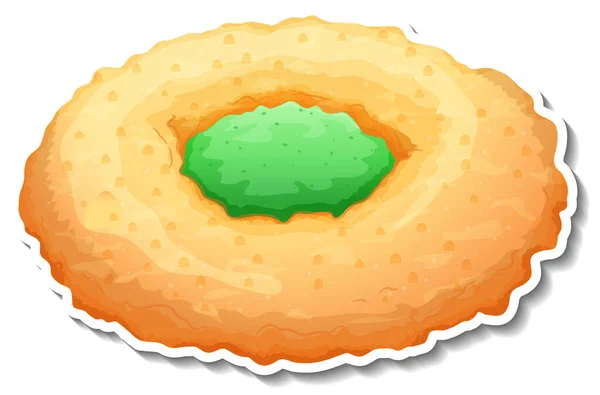 Biscuit Beurre Avec Illustration Confiture Pomme Verte — Image vectorielle