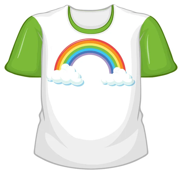 Camiseta Blanca Con Mangas Verdes Sobre Fondo Blanco Ilustración — Vector de stock