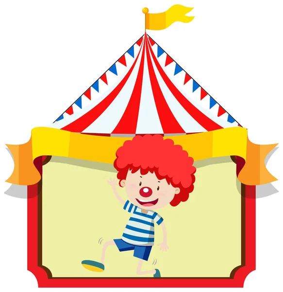 Joyeux Garçon Avec Nez Clown Sur Illustration Tente Cirque — Image vectorielle