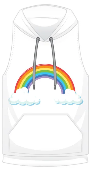 Sudadera Con Capucha Blanca Con Ilustración Patrón Arco Iris — Vector de stock