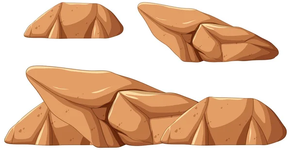 Set Batuan Coklat Dalam Berbagai Bentuk Ilustrasi - Stok Vektor