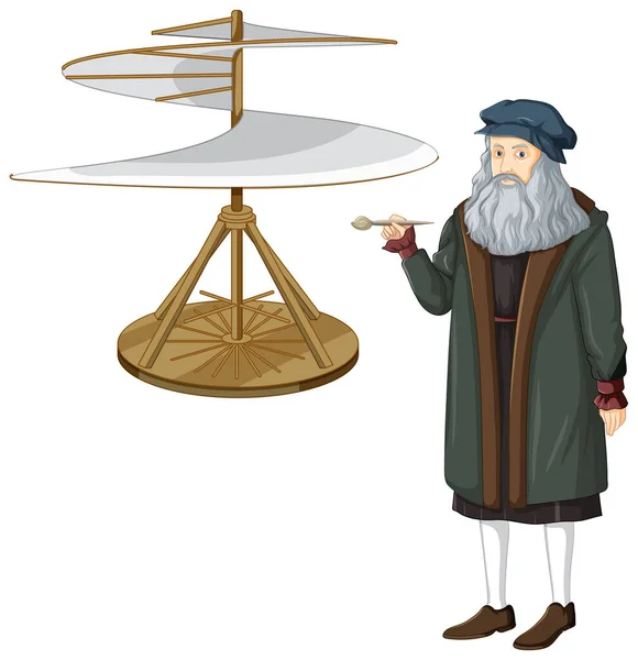 Leonardo Vinci Rajzfilmfigura Illusztráció — Stock Vector