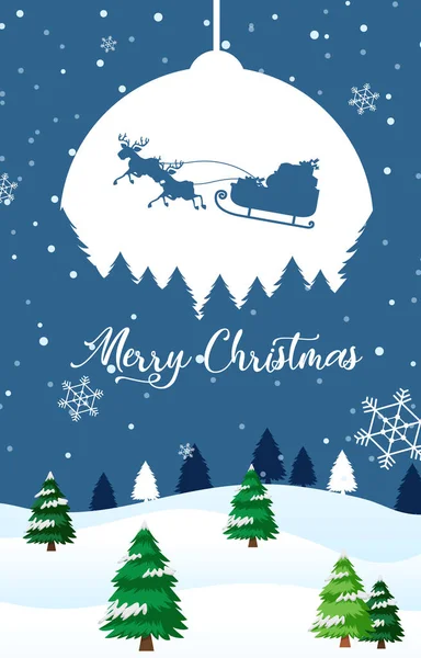 Frohe Weihnachten Banner Mit Schneebedeckten Kiefern Illustration — Stockvektor