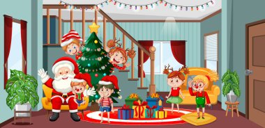 Noel 'i Noel Baba' yla kutlayan çocuklar