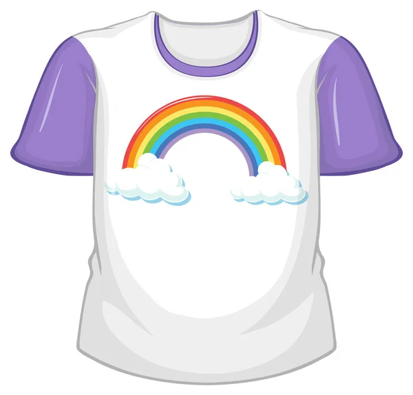 Camiseta Blanca Con Mangas Moradas Sobre Fondo Blanco Ilustración — Vector de stock