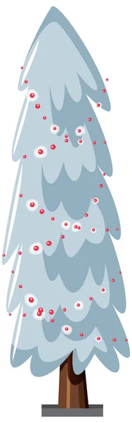 Χιόνι Καλύπτονται Χριστουγεννιάτικο Δέντρο Εορταστική Εικονογράφηση Φώτα — Διανυσματικό Αρχείο
