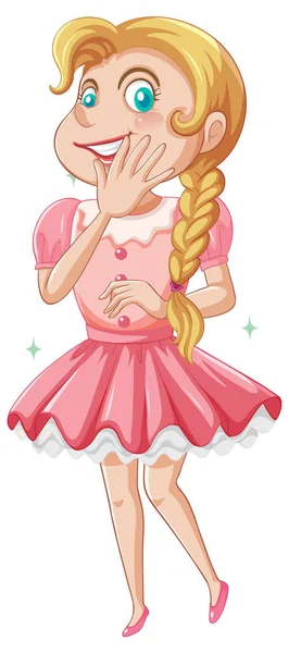 Une Fille Robe Rose Personnage Dessin Animé Sur Fond Blanc — Image vectorielle