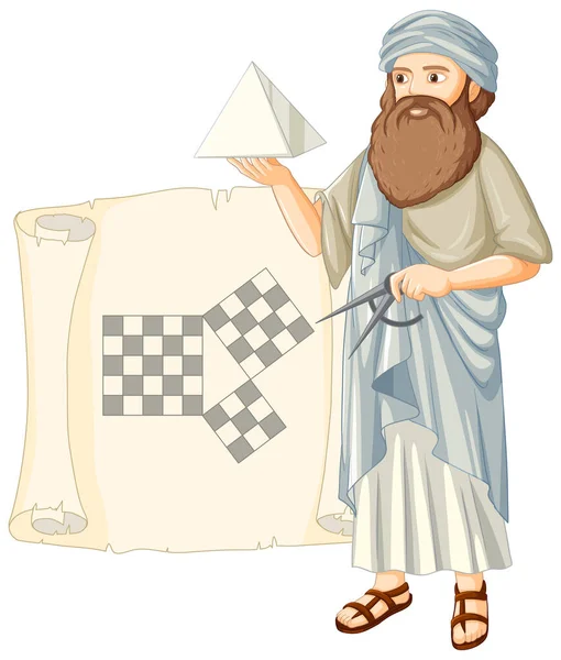 Pythagoras Cartoon Figur Auf Weißem Hintergrund — Stockvektor