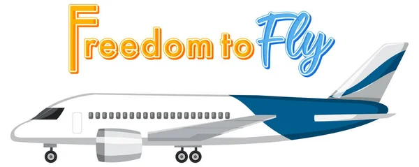 Diseño Tipografía Libertad Para Volar Con Ilustración Avión — Archivo Imágenes Vectoriales