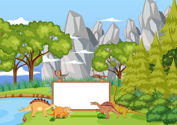 Dinozaur Prehistorycznej Scenie Leśnej Ilustracji — Wektor stockowy