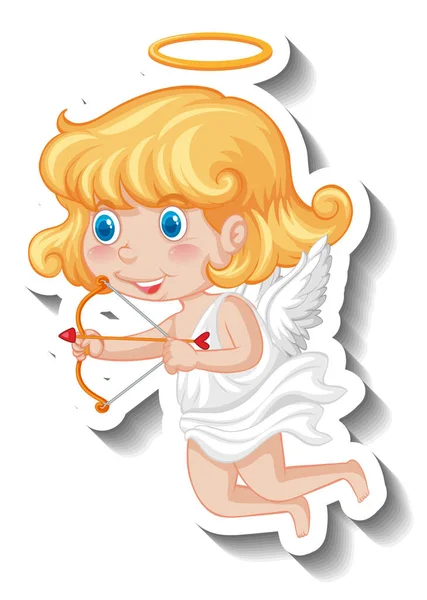 Cupid Girl Holding Bow Arrow Illustration — Stock Vector