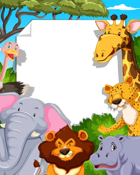 Banner Met Diverse Wild Dieren Illustratie — Stockvector