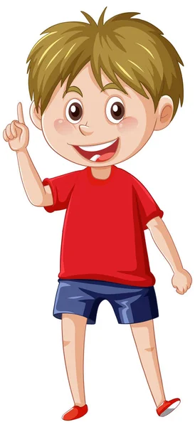 Boy Standing Floor Cartoon Character White Background Illustration — Stock Vector