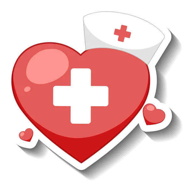 Coração Gradiente Vermelho Com Ilustração Boné Enfermagem — Vetor de Stock