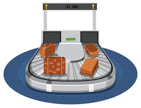 Transportband Luchthaven Met Bagage Illustratie — Stockvector