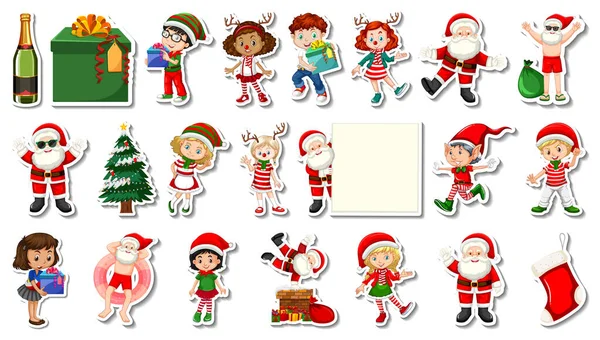 Set Christmas Objects Cartoon Characters Illustration — Stock Vector