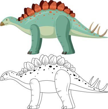 Stegosaurus dinazoru beyaz arkaplan çizimleriyle