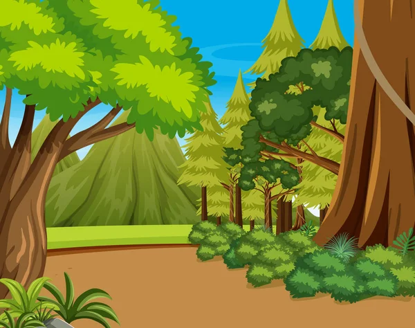 Escena Forestal Prehistórica Ilustración Fondo — Vector de stock