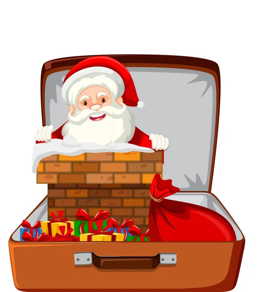 Tema Natal Com Papai Noel Uma Bagagem Fundo Branco Ilustração — Vetor de Stock