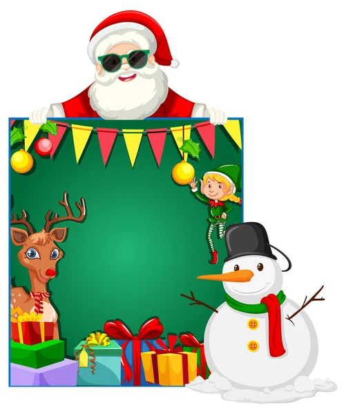 Empty Board Santa Claus Snowman Illustration — Stock Vector