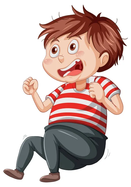 Boy Shock Cartoon Character White Background Illustration — Stock Vector