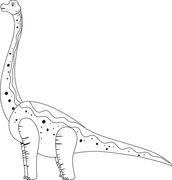 Brachiosaurus Dinosaur Doodle Outline White Background Illustration — Stock Vector