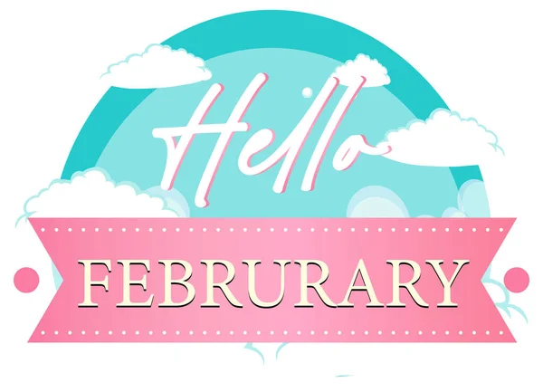 분홍색 일러스트에 Hello February Font Design — 스톡 벡터