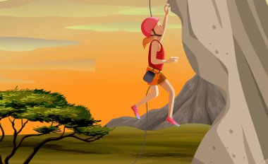 Kayalık dağ resimlerine tırmanan insanların olduğu sahne