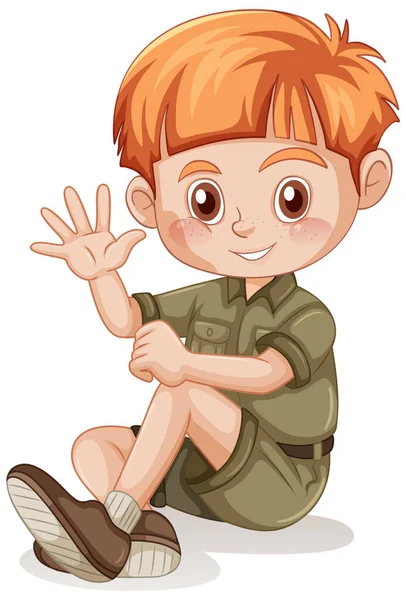 Malý Chlapec Skautské Uniformě Ilustrace — Stockový vektor