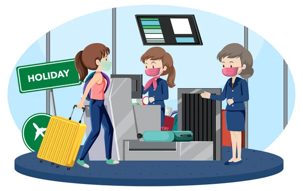 Passenger Check Counter Ground Attendant Illustration — Stock Vector
