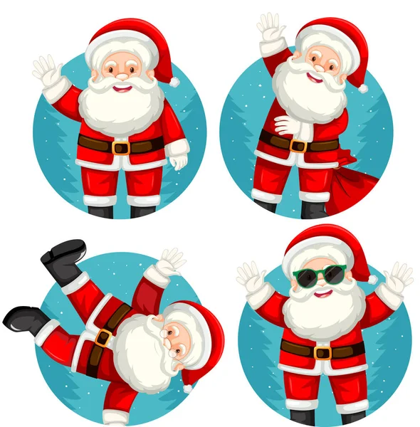 Set Tema Natale Con Babbo Natale Illustrazione — Vettoriale Stock
