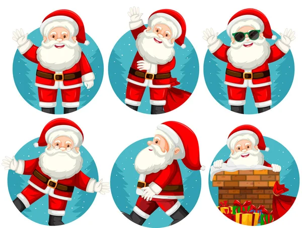 Set Von Weihnachten Thema Mit Santa Illustration — Stockvektor