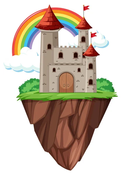 Castillo Fantasía Aislado Ilustración Estilo Dibujos Animados — Vector de stock