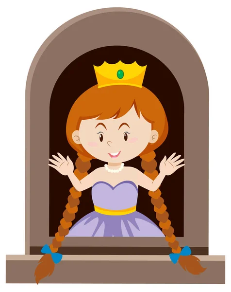 Fantasy Princess Character Window White Background Illustration — Stock Vector
